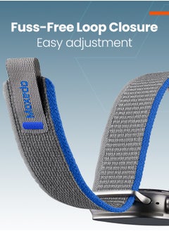 Moxedo Moxedo Trail Loop Watch Band Adjustable Sports Nylon Woven with Convenient Pull Tab Compatible with Apple Watch Band Series 8/7/6/5/4/3/2/1/SE Ultra design for 44mm/45mm/49mm (Blue/Grey)  - Image 3