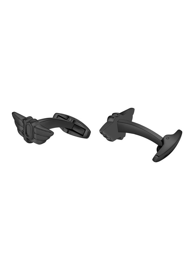 POLICE Towering Branded Cufflinks For Men Black P Wings  - Image 3