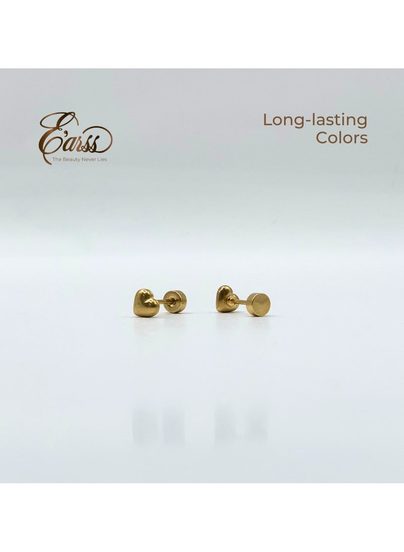 Earss Heart Shaped Stud Earring For Kids, Gold Plated - Image 5