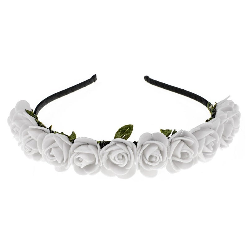 Love Sweety BOHO Floral Crown Rose Flower Headband Hair Wreath White