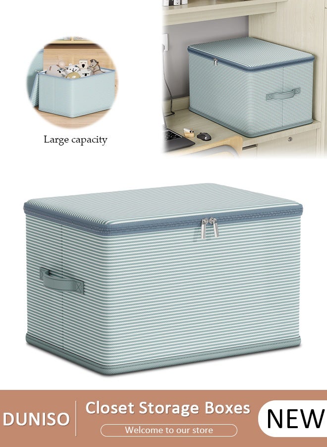 Foldable Closet Storage Organizer with lid,Wardrobe Clothes Organizer For Clothing, Sheets, Toys, Books,Washable Closet Storage Boxes with Carrying Handles Cube Stackable Storage Bin for Home Bedroom Office