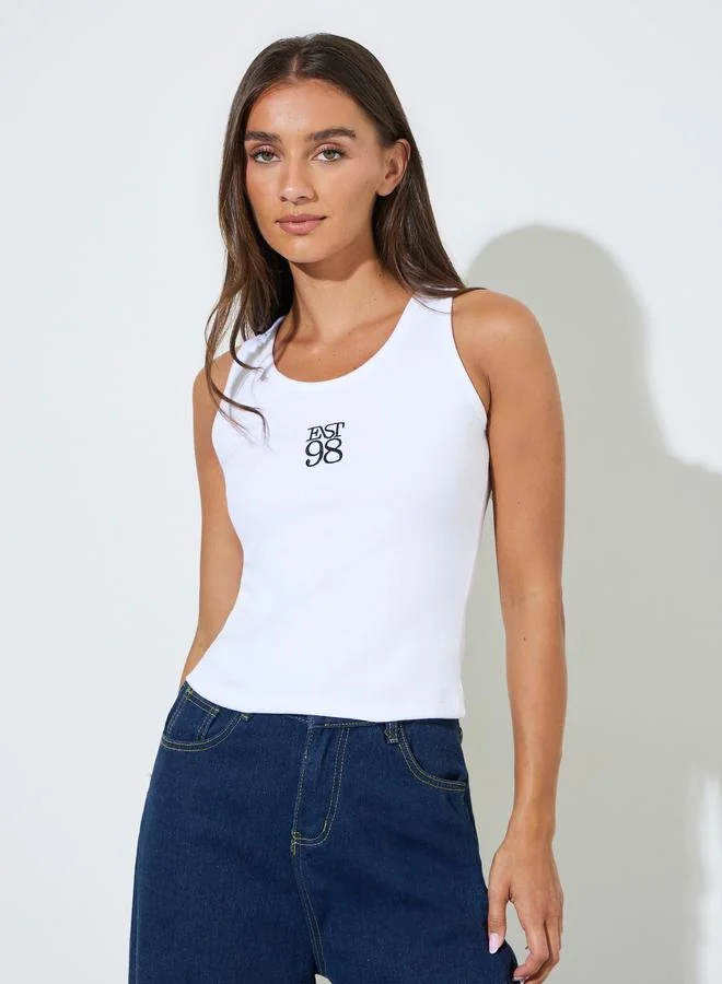 Styli  Pack Of 2 - Multi-Color Embroidered Ribbed Fitted Tank Top for Women | Best Price UAE