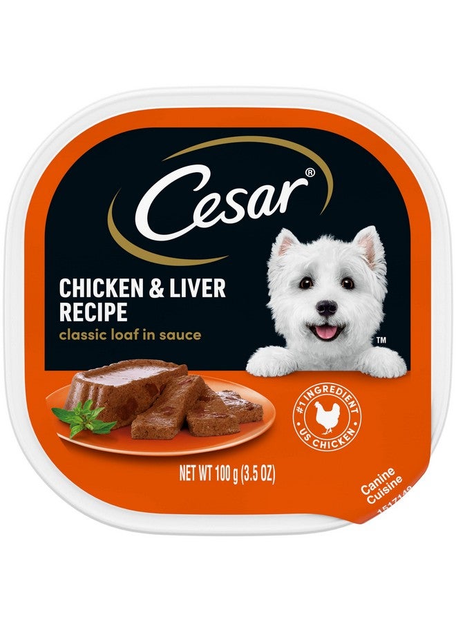 CESAR Wet Dog Food Classic Loaf in Sauce Chicken & Liver Recipe, 3.5 oz. Easy Peel Trays (24 Count, Pack of 1) - Image 1
