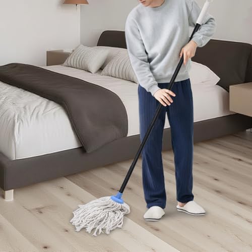 Zthluyc Indoor Mop for Floor Cleaning - Cotton Mops for Floor Cleaning, Regular Mop for Floors, 49-inch Simple Mops for Cleaning Living Rooms, Bathrooms, and Kitchens. (White&Blue) - Image 2