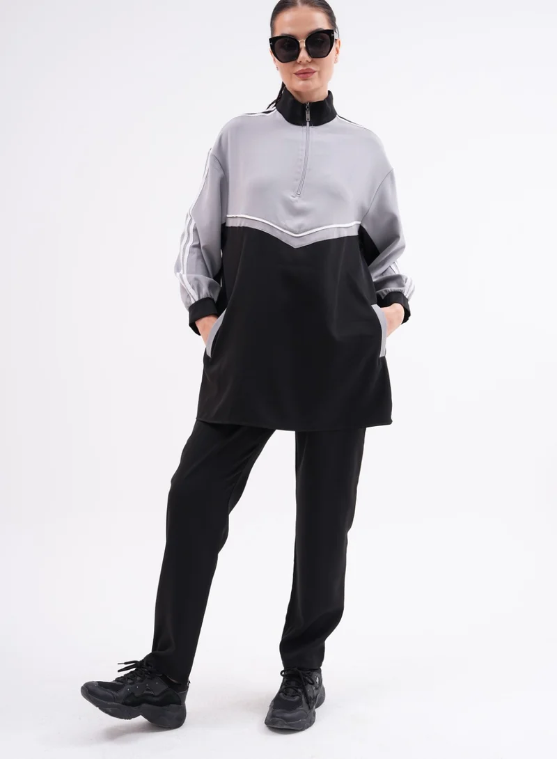 Two-Piece Tracksuit with Zipper Detail