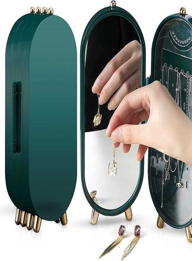 Earring Holder Stand for Women Foldable Acrylic Jewelry Display Stand Box Jewelry organizer with mirror Suitable for Drop Earrings,Necklaces,Rings - Image 2