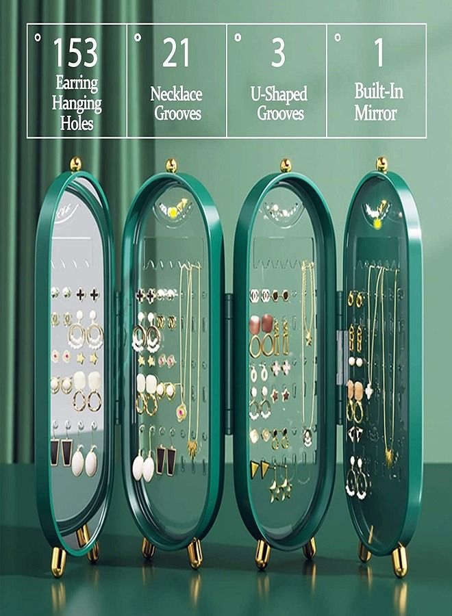 Earring Holder Stand for Women Foldable Acrylic Jewelry Display Stand Box Jewelry organizer with mirror Suitable for Drop Earrings,Necklaces,Rings - Image 4