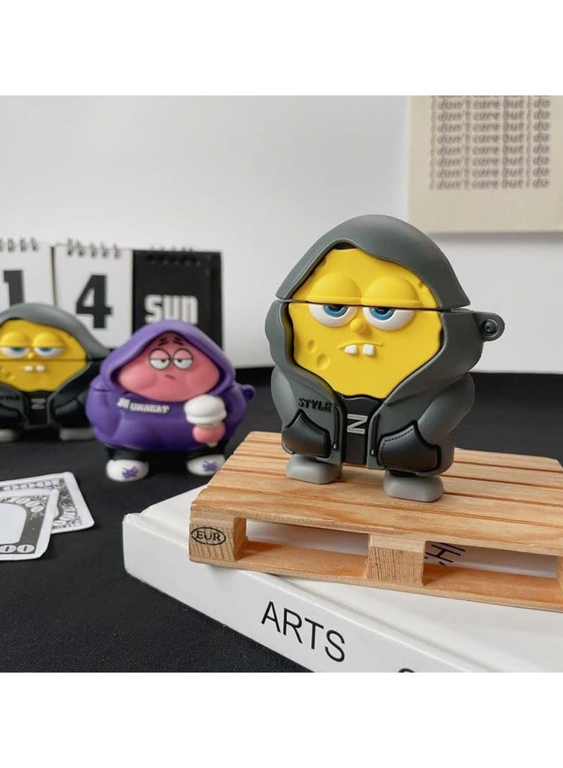 عام حقيبة لسماعات Airpods Pro الجيل الثاني/الجيل الأول مع سلسلة مفاتيح، حقيبة سيليكون واقية بتصميم كرتوني لجهاز Airpods Pro (2023/2022/2019) حقيبة هاتف مغلقة للنساء والرجال، تصميم باتمان الأسود - Image 3