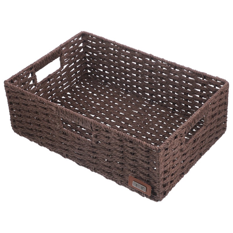 Woven Basket Decorative Arrangement Basket Hollow Handles Desktop Storage Container - Image 1