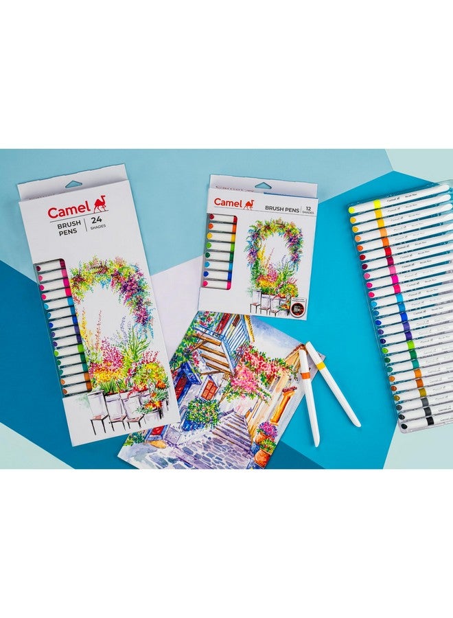 Camlin Camel Brush Pen 12 Shades, Bold - Assorted - Image 2