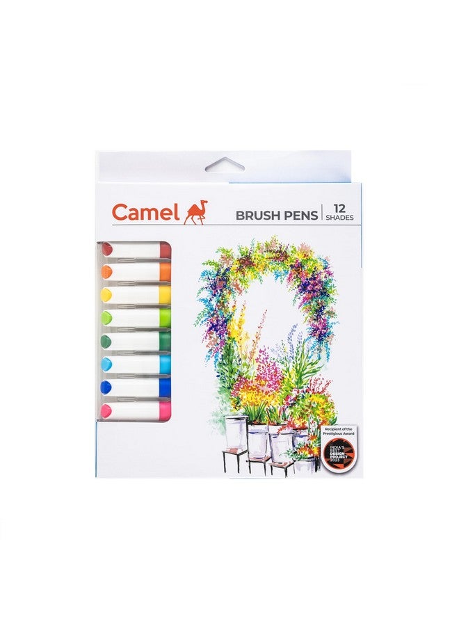 Camlin Camel Brush Pen 12 Shades, Bold - Assorted - Image 1