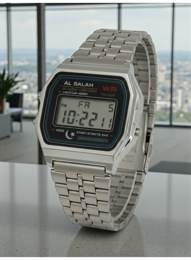 الصلاة ساعة رقمية كلاسيكية مضادة للماء بتصميم أنيق خفيف الوزن بشاشة رقمية واضحة مع منبه وإضاءة ليلية وسوار مريح للرجال والنساء مثالية للاستخدام اليومي والأنشطة الرياضية - Image 1