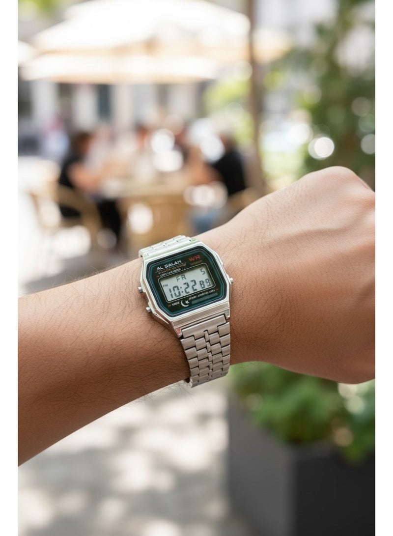 الصلاة ساعة رقمية كلاسيكية مضادة للماء بتصميم أنيق خفيف الوزن بشاشة رقمية واضحة مع منبه وإضاءة ليلية وسوار مريح للرجال والنساء مثالية للاستخدام اليومي والأنشطة الرياضية - Image 2