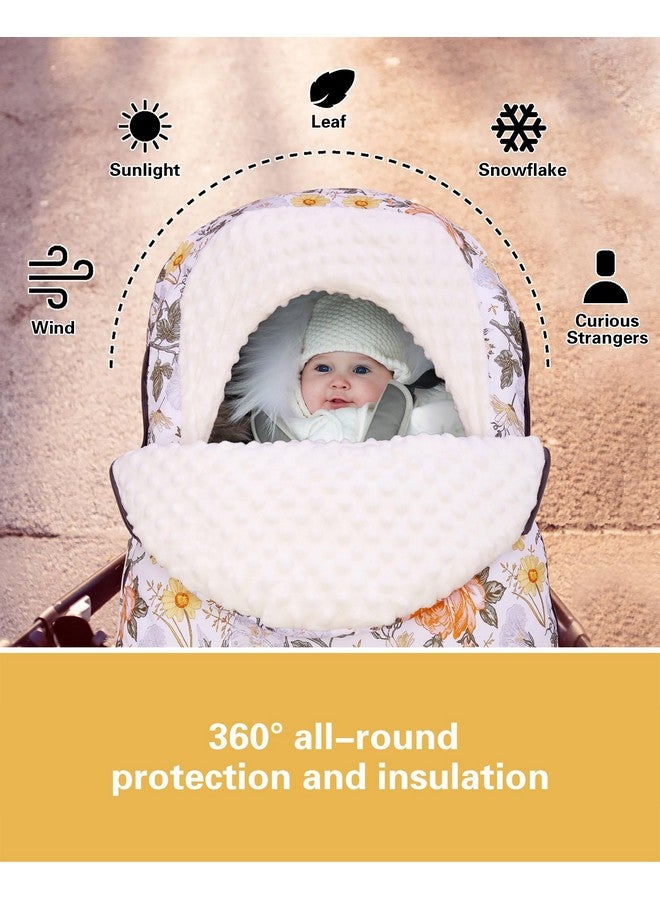 Metplus Winter Baby Car Seat Cover, Blanket-Style Winter Car Seat Canopy for Babies, Warm Plush Fleece Baby Carrier Cover for Infant Boys Girls - Image 3
