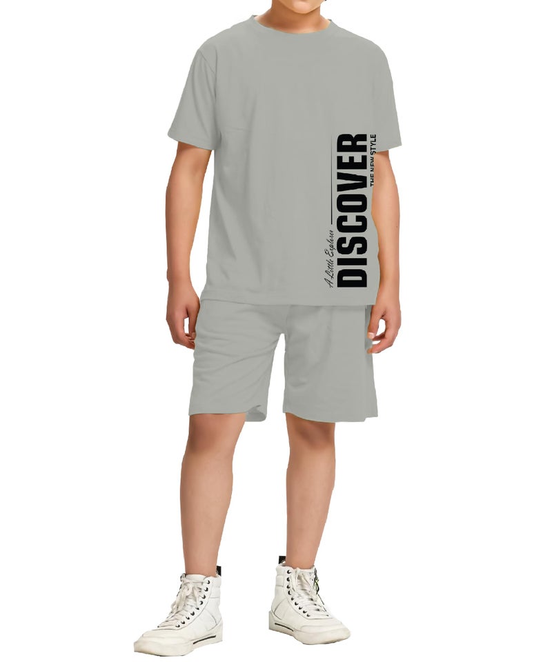 KYDA KIDS® Boys 100% Pure Combed Cotton Co-ord Clothing Set Premium Printed T-Shirt & Shorts | Relaxed Fit Summer Outfit for Kids - Image 1