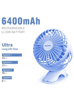 Yoobao Yoobao Portable Rechargeable Fan 6400 Mah Big Capacity Mini Usb Fan Rechargeable Car Battery Fan Mute YBF04Blue  - Image 1