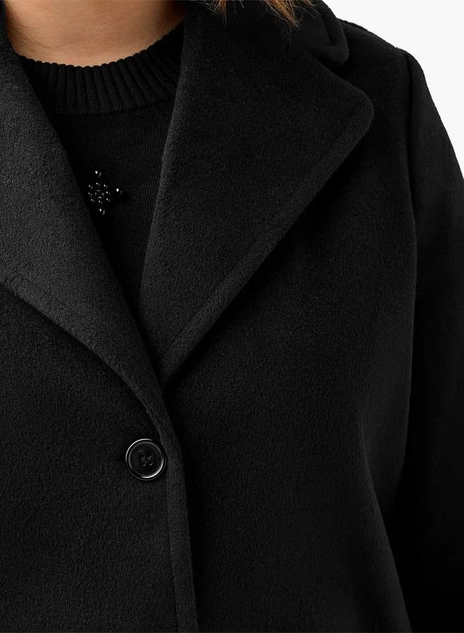 Ulla Popken  Ulla Popken Longline Polyester Blend Coat with Notch Lapel for Women | Best Price UAE