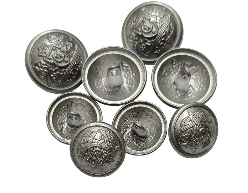 Generic TR Antique Metal Silver Round Button Set | Premium Buttons for Coats, Blazers, Suits, Sherwanis & Indian Ethnic Dresses | Durable & Elegant Design Pack of 12 - Image 1