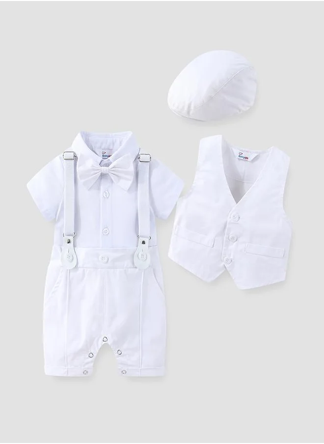 بيبي كلو Little Gentleman's Bowtie Romper Set with Cap