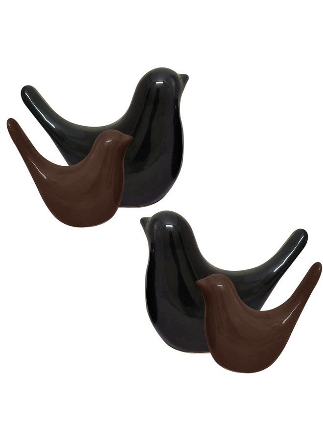 LADROX Creative Brown and Black Glossy Ceramic Birds Figurines Home Decorations Accessories Party (Pack of 4, Black & Brown) - Image 3