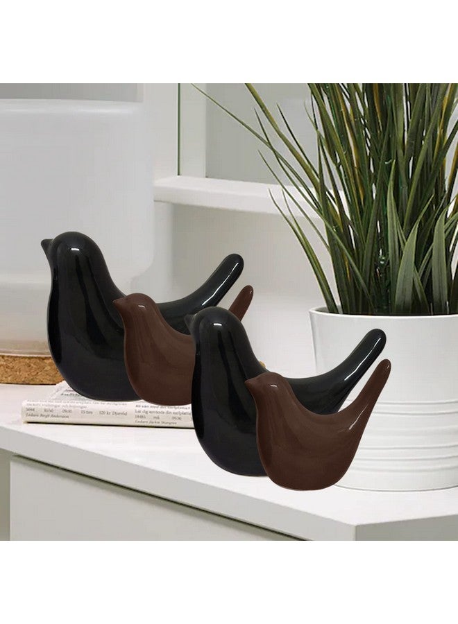 LADROX Creative Brown and Black Glossy Ceramic Birds Figurines Home Decorations Accessories Party (Pack of 4, Black & Brown) - Image 5