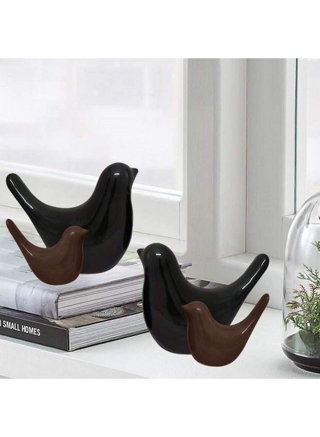 LADROX Creative Brown and Black Glossy Ceramic Birds Figurines Home Decorations Accessories Party (Pack of 4, Black & Brown) - Image 4