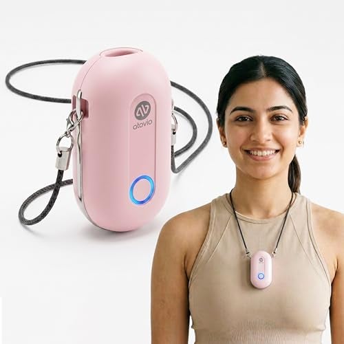 Atovio Wearable & Portable Filterless Air Purifier | TESTED AT IIT KANPUR, MADE IN INDIA | 99.9% Pollutant Removal | Fights Against Dust & Smoke Allergy | 55Hr Battery (Blush Pink) - Image 1