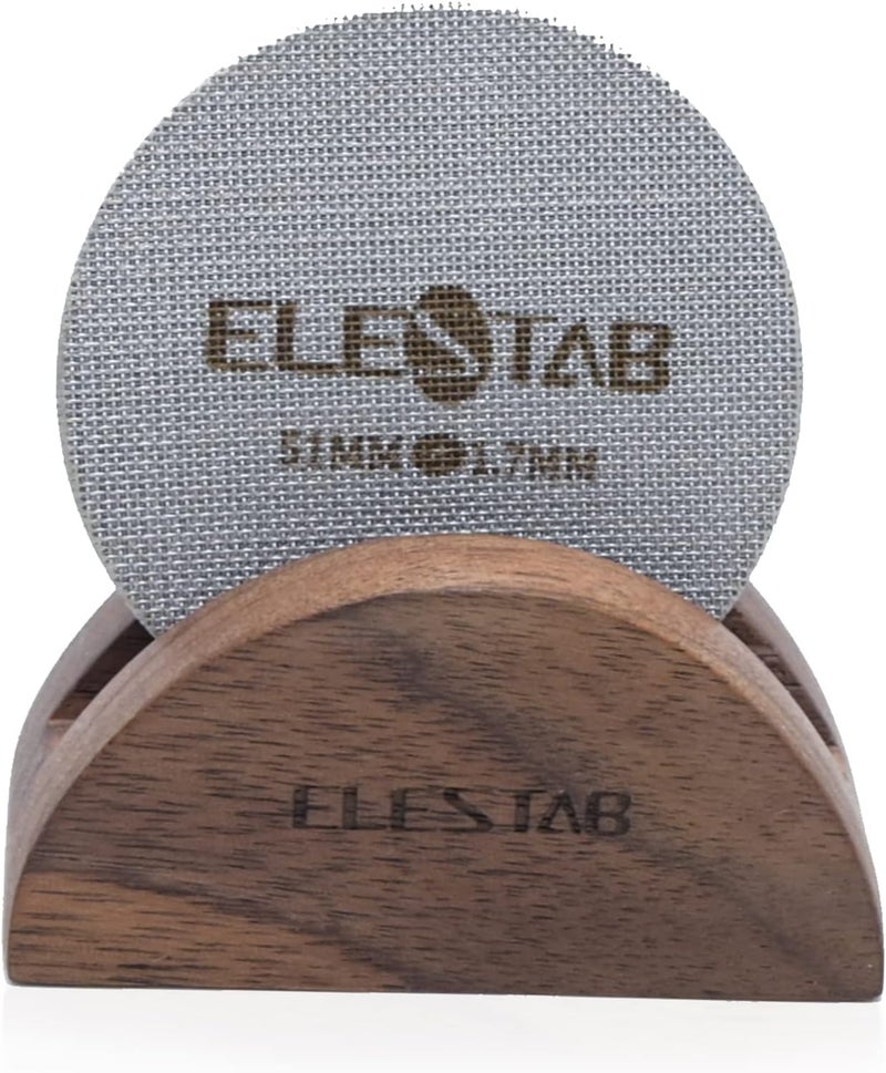 ELESTAB شاشة قرص الإسبرسو مقاس 51 مم مع حامل | شاشة فلتر قابلة لإعادة الاستخدام بسمك 1.7 مم وفتحات 150 ميكرون من الفولاذ المقاوم للصدأ 316 مع حامل متوافقة مع سلة البورتافلتر مقاس 51 مم لآلات الإسبرسو من ديلونجي وجيفي والسيد كوفي - Image 1