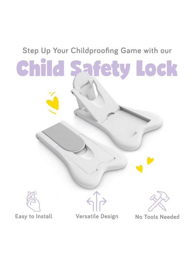 ashtonbee Child Safety Locks for Cabinets and Drawers, Sliding Door Lock, Easy-to-Install Cabinet Locks for Babies, Baby Cabinet Safety Latches, Set of 4, White - Ashtonbee - Image 1