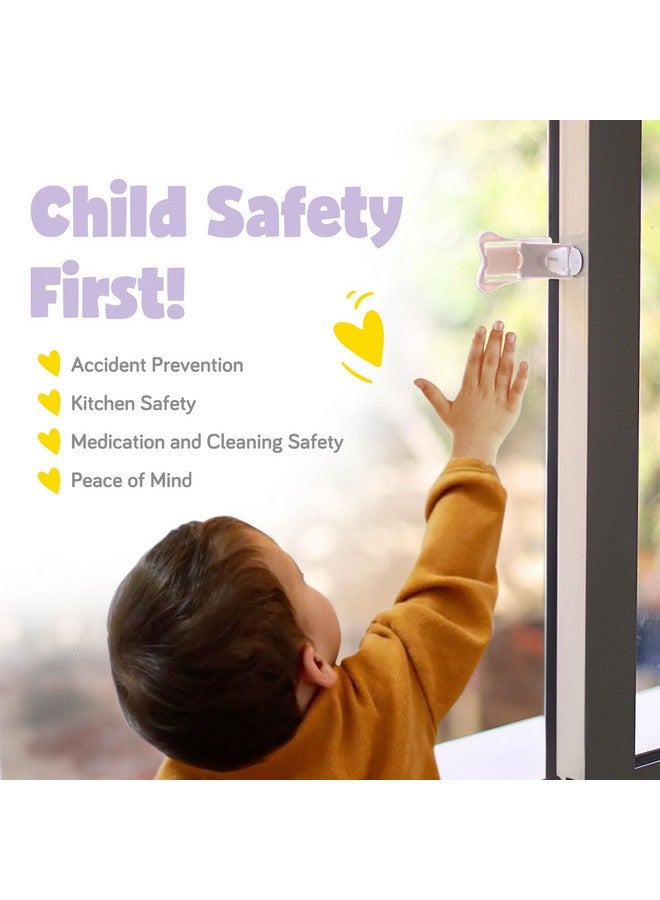 ashtonbee Child Safety Locks for Cabinets and Drawers, Sliding Door Lock, Easy-to-Install Cabinet Locks for Babies, Baby Cabinet Safety Latches, Set of 4, White - Ashtonbee - Image 2