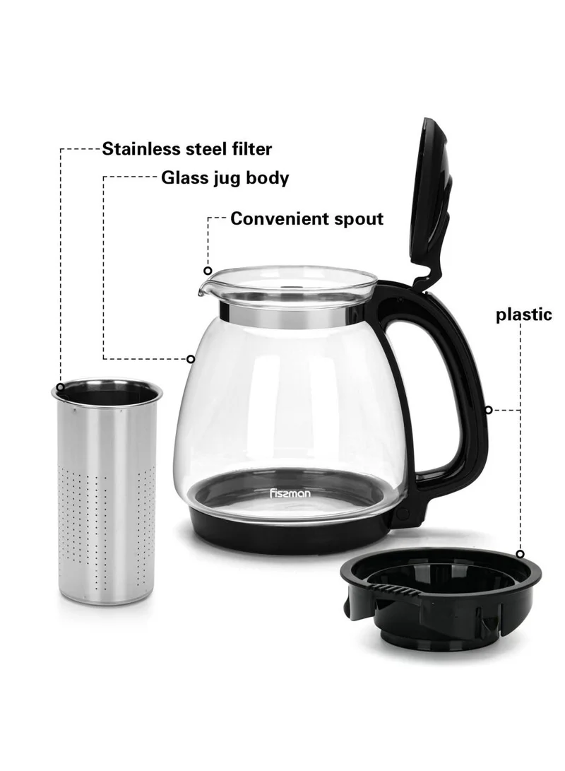 Fissman Tea Pot Borosilicate Glass with Stainless Steel Filter 2000ml