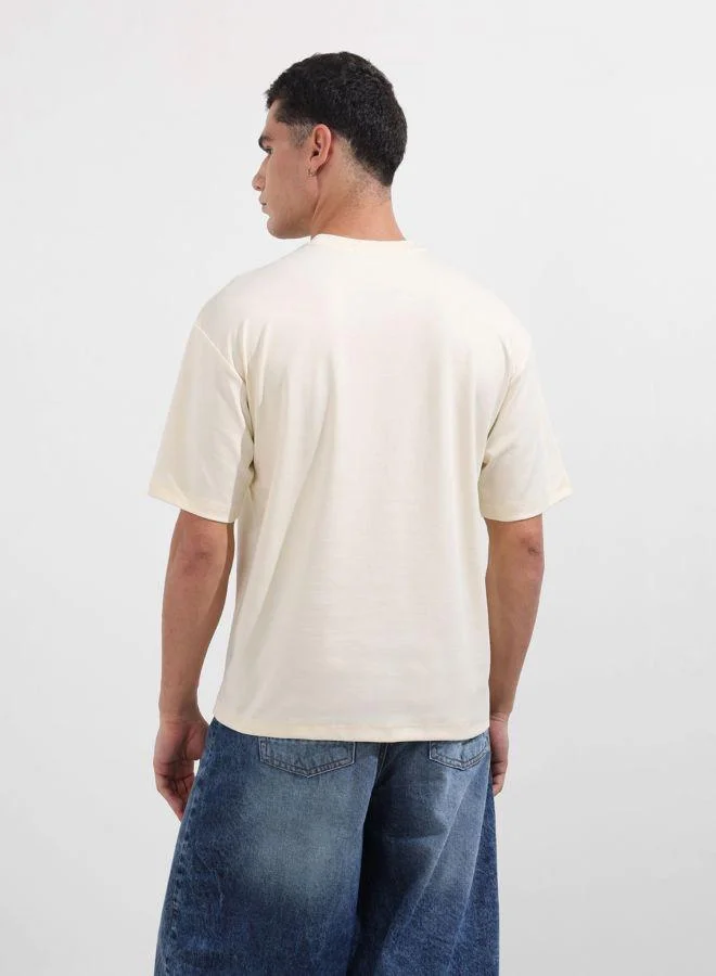 The Indian Garage Co Men Relaxed Fit Embroidered Crew Neck Half Sleeves T-Shirt