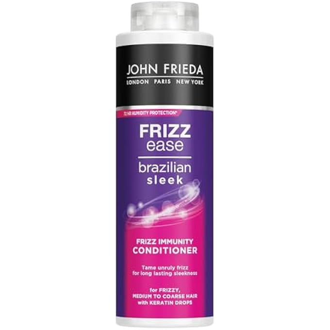 John Frieda FRIZZ EASE BRAZILIAN SLEEK FRIZZ IMMUNITY, SMOOTHING CONDITIONER 500ML FOR FRIZZY, MEDIUM TO COARSE HAIR