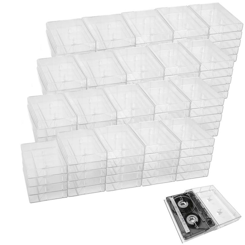 Evelots 100 Pack Cassette Tape CasesClear Plastic StorageAudioNo ScratchDirt