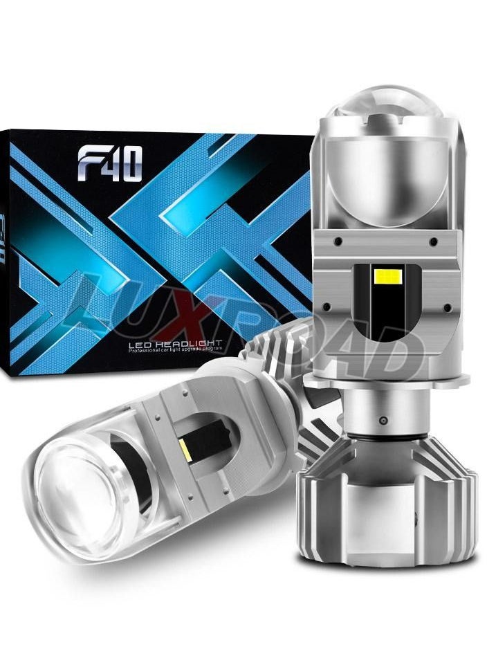 Generic F40 LED H4 100W 12000LM LED Mini H4 Bi-led Lens Projector Lenses For Headlight 9003 HB2 6000K Turbo Fan Car Accessories Retrofit  - Image 1