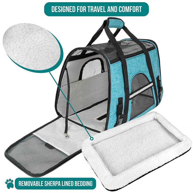 PetAmi Airline Approved Pet Carrier for Cat, Soft Sided Dog Carrier for Small Dog, Cat Travel Supplies Accessories Indoor Cat, Ventilated Pet Carrying Bag Medium Large Kitten Puppy, Small Heather Blue - Image 4
