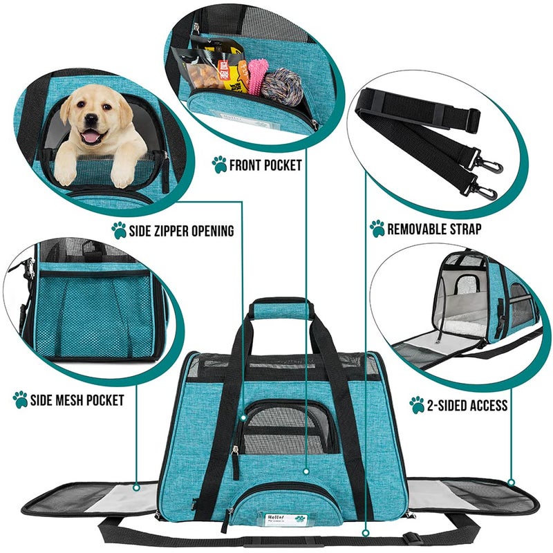 PetAmi Airline Approved Pet Carrier for Cat, Soft Sided Dog Carrier for Small Dog, Cat Travel Supplies Accessories Indoor Cat, Ventilated Pet Carrying Bag Medium Large Kitten Puppy, Small Heather Blue - Image 3
