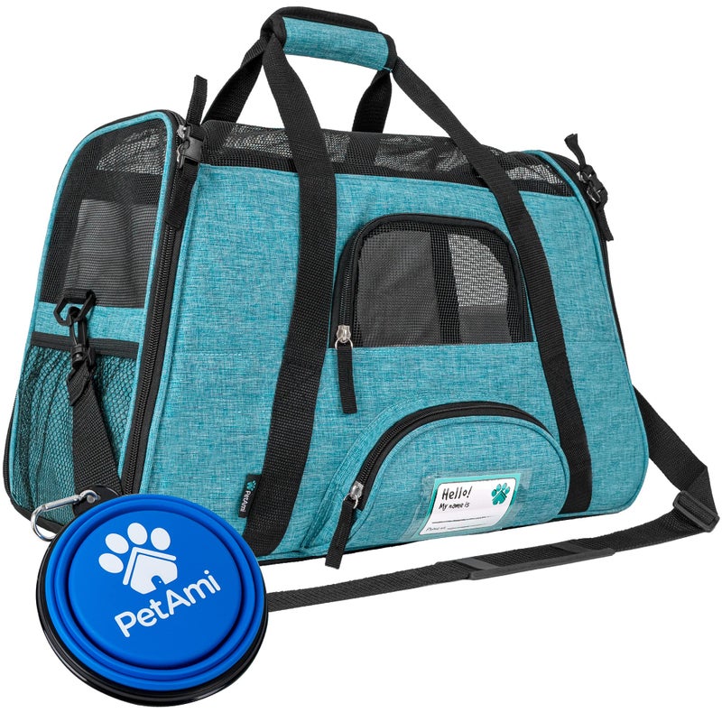 PetAmi Airline Approved Pet Carrier for Cat, Soft Sided Dog Carrier for Small Dog, Cat Travel Supplies Accessories Indoor Cat, Ventilated Pet Carrying Bag Medium Large Kitten Puppy, Small Heather Blue - Image 1