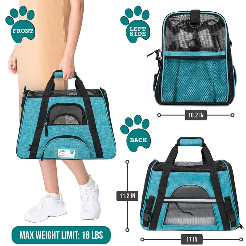 PetAmi Airline Approved Pet Carrier for Cat, Soft Sided Dog Carrier for Small Dog, Cat Travel Supplies Accessories Indoor Cat, Ventilated Pet Carrying Bag Medium Large Kitten Puppy, Small Heather Blue - Image 2