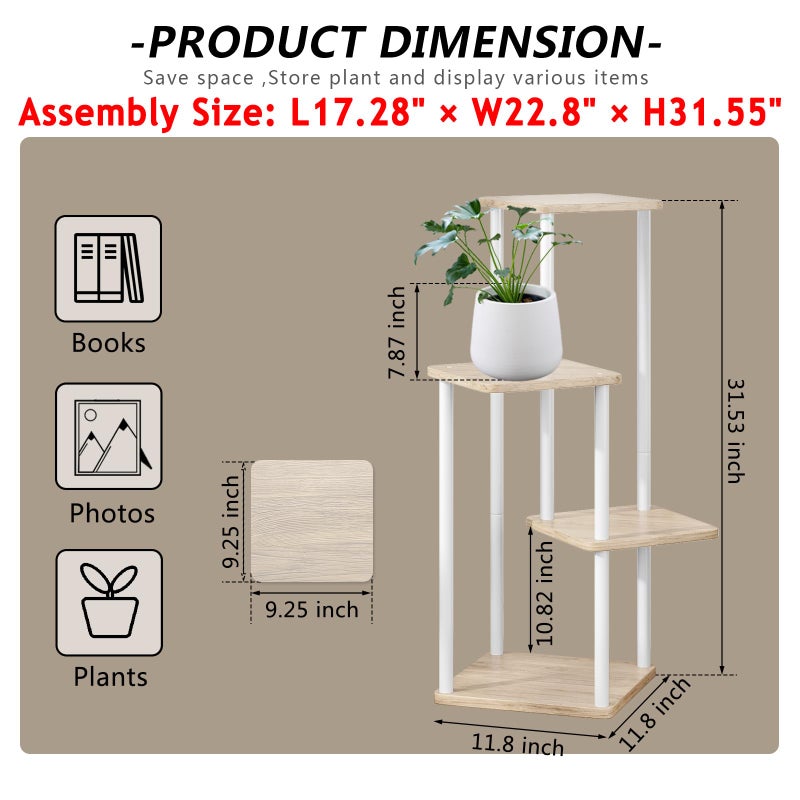 AZERPIAN Plant Stand 4 Tier Indoor Metal Flower Shelf for Multiple Plants Corner Tall Flower Holders for Patio Garden Living Room Balcony Bedroom, Black (4 Tier-White) - Image 4