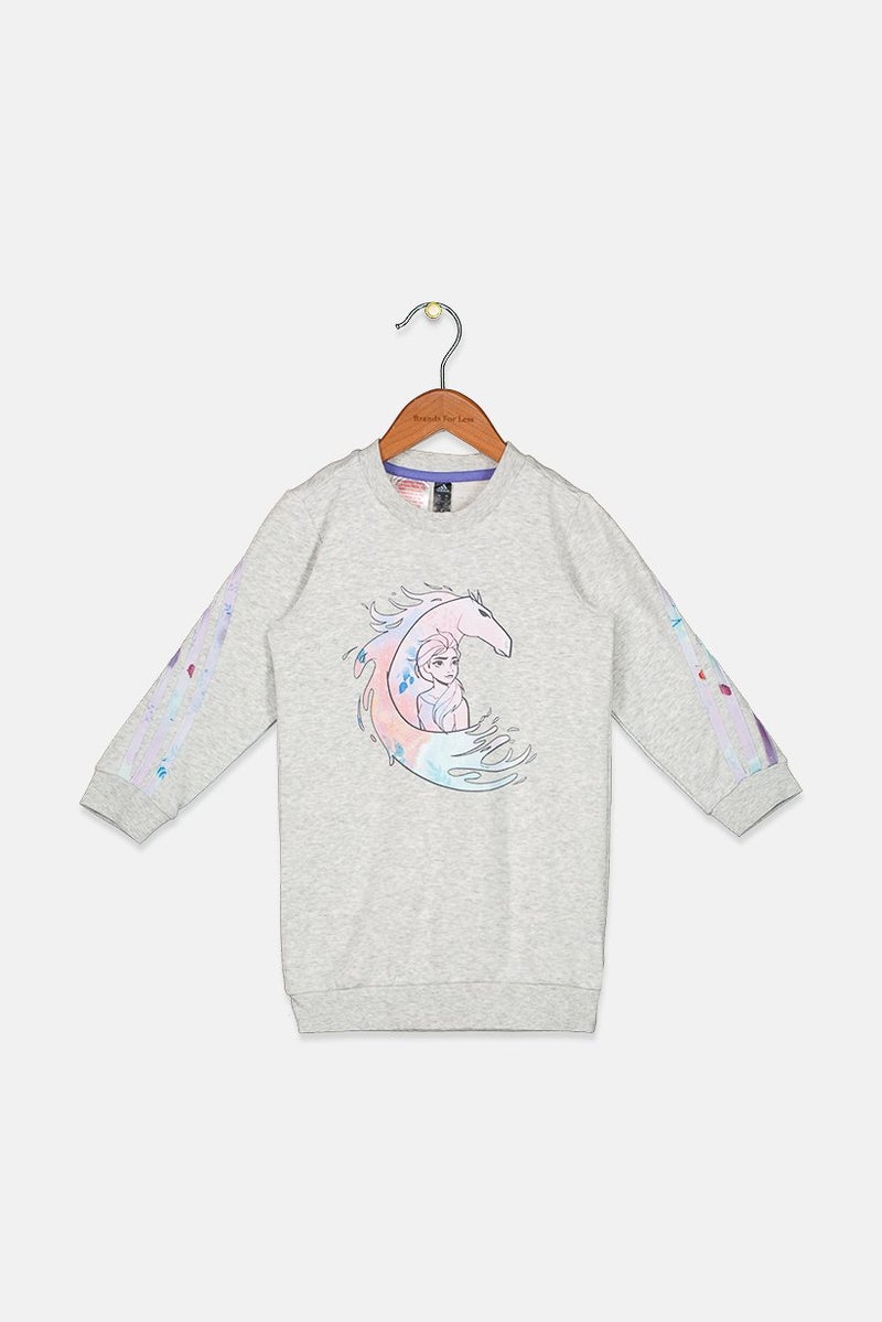Adidas Adidas x Disney Toddlers Girl Graphic Long Sleeve Sweater Dress, Grey - Image 1