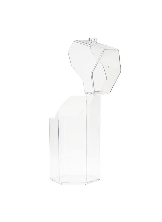 Glamlily 2-Pack Clear, Hexagon Acrylic Makeup Brush Holder with Lids, Cosmetic Organizer and Storage for Brushes, Mascara, Eyeliner, Beauty Supplies (4.3x4x8 in) - Image 2