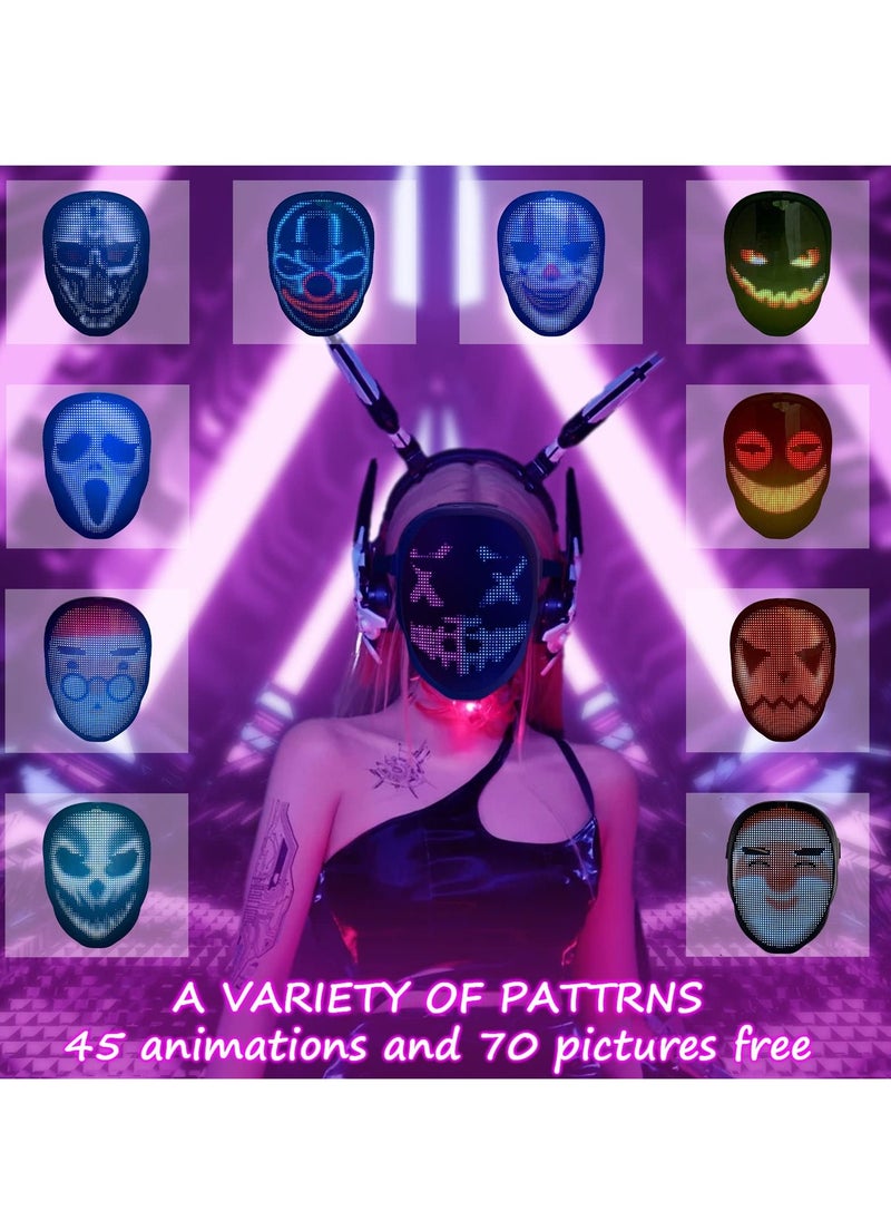 SYOSI - Led Mask, Light Up Mask with Gesture Sensing, Cool Digital LED Lighted Face Transforming Mask, Costume Cosplay Party Masquerade - Image 1