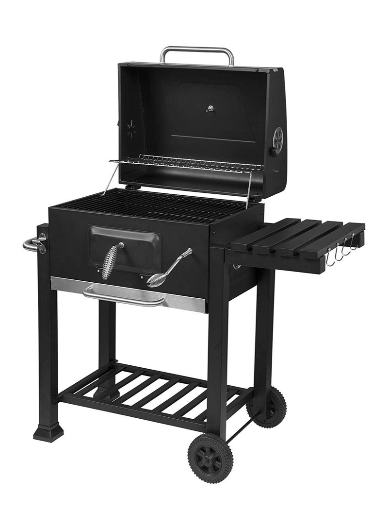 WALALLA Charcoal grill trolley charcoal tray height adjustable with wheels bottle opener stand grill barbecue grill for BBQ garden camping balcony, black - Image 3