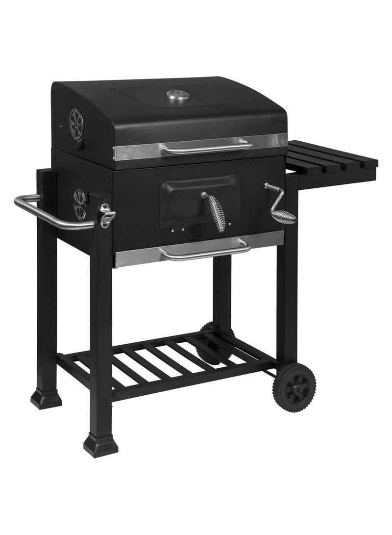 WALALLA Charcoal grill trolley charcoal tray height adjustable with wheels bottle opener stand grill barbecue grill for BBQ garden camping balcony, black - Image 4