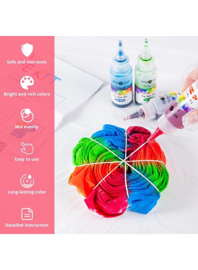 HTVRONT Tie Dye Kit - 40 Vibrant Colors Pre-Filled Bottles Tye dye Kit for Kids and Large Groups, Permanent Tie Dye Kits for Adults Tyedyedye Party Supplies Tye dye Kit to Go(Just Add Water) - Image 3