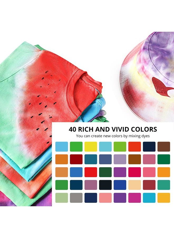 HTVRONT Tie Dye Kit - 40 Vibrant Colors Pre-Filled Bottles Tye dye Kit for Kids and Large Groups, Permanent Tie Dye Kits for Adults Tyedyedye Party Supplies Tye dye Kit to Go(Just Add Water) - Image 2