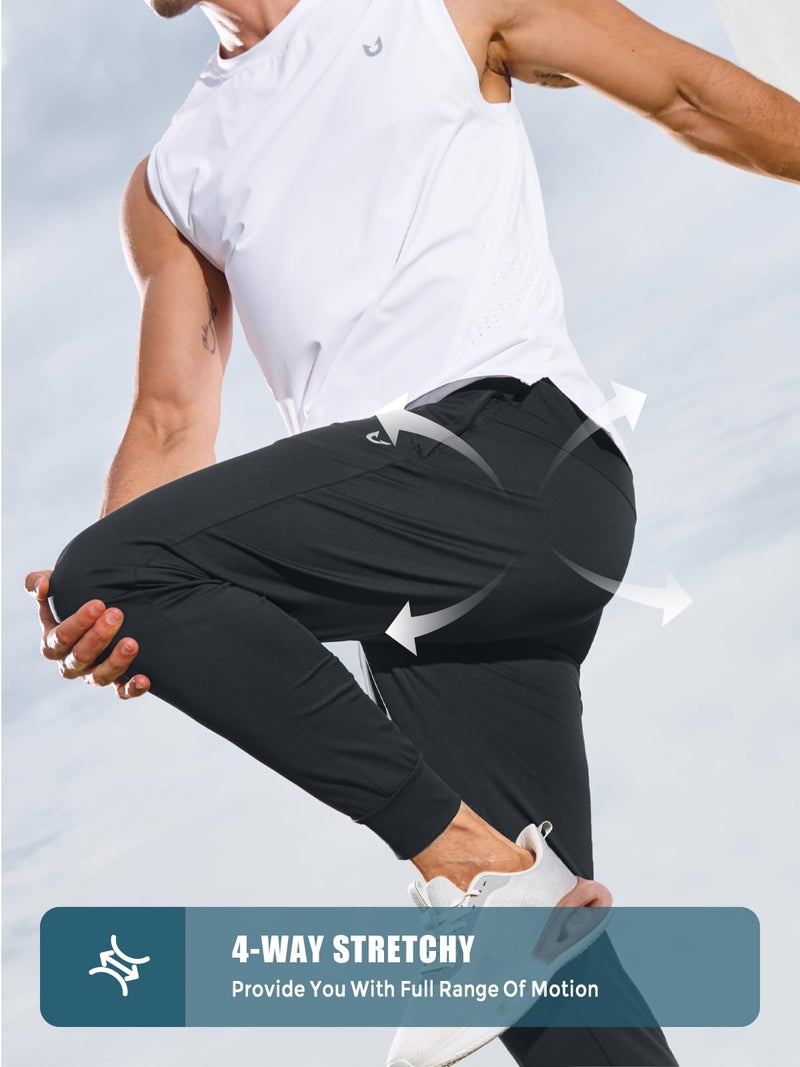 NORTHYARD Men's Joggers Pants with Zipper Pockets Lightweight Sweatpants Athletic Running Workout Track Pants for Men Black L - Image 5