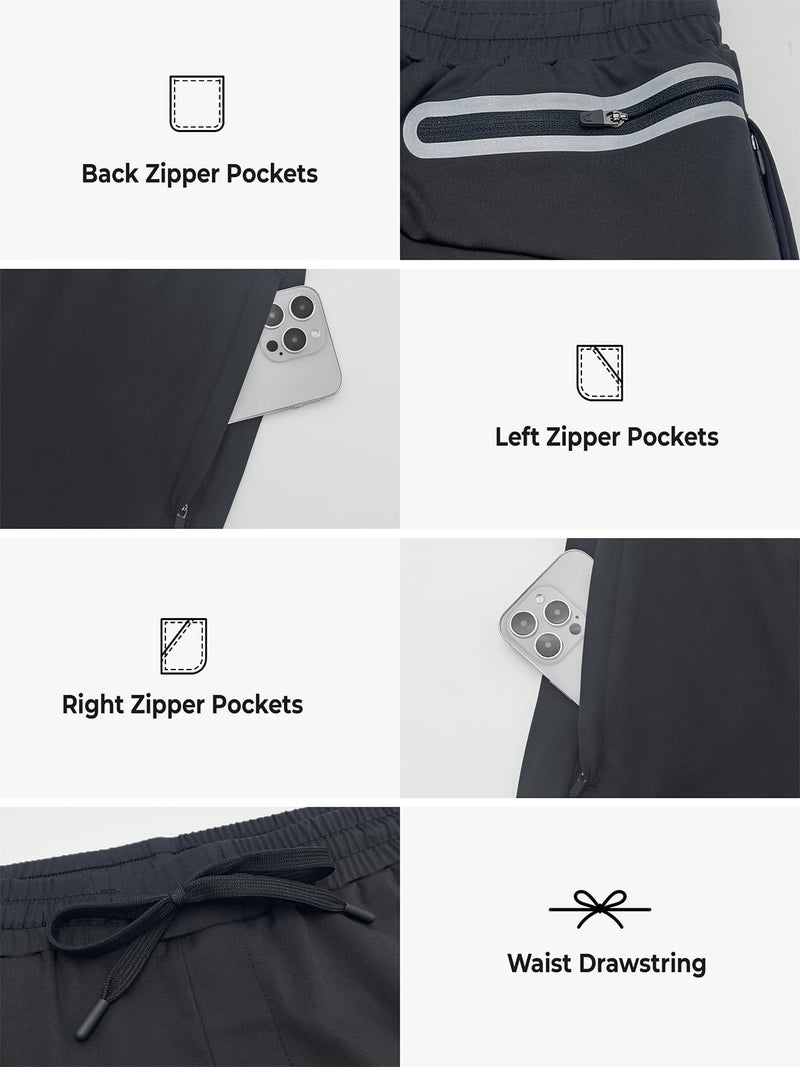 NORTHYARD Men's Joggers Pants with Zipper Pockets Lightweight Sweatpants Athletic Running Workout Track Pants for Men Black L - Image 4