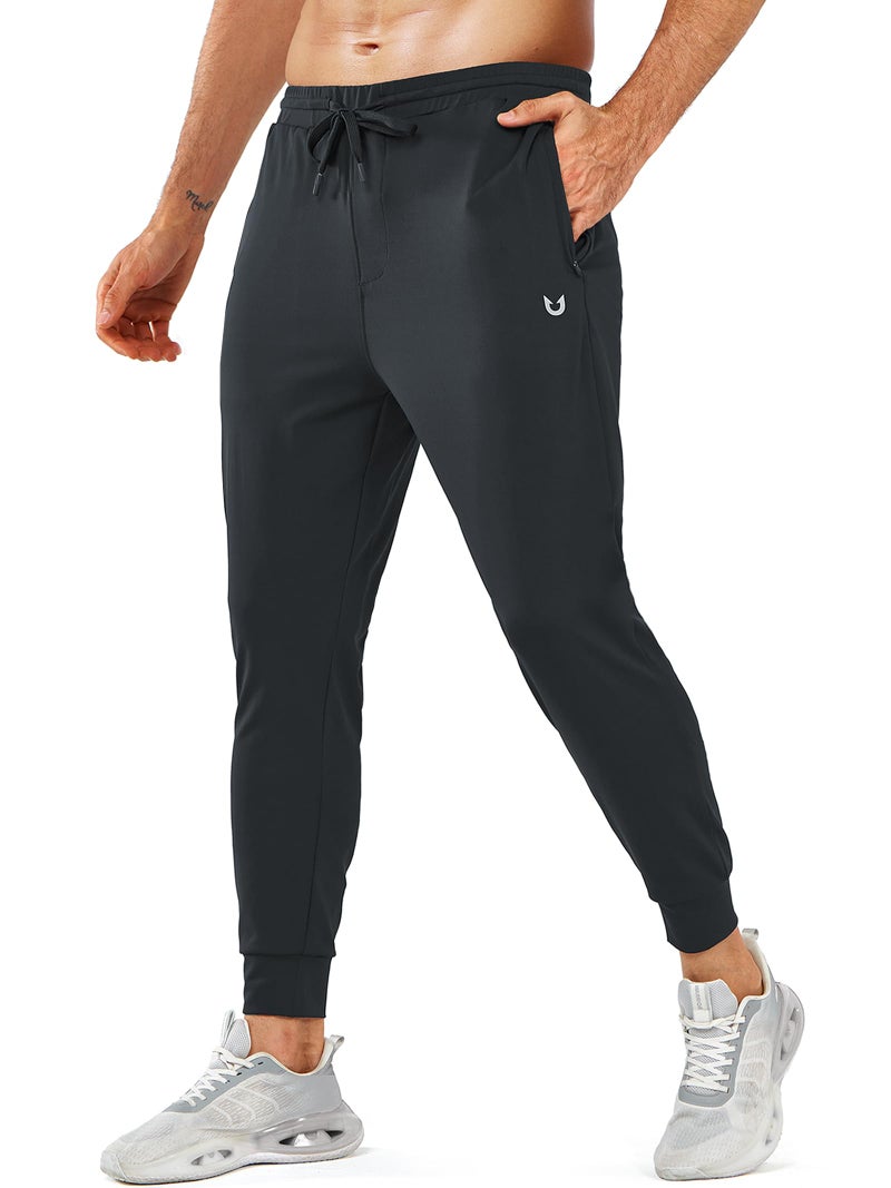 NORTHYARD Men's Joggers Pants with Zipper Pockets Lightweight Sweatpants Athletic Running Workout Track Pants for Men Black L - Image 1